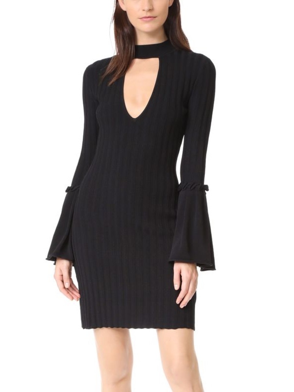 C/Meo Collective Mind Reader Witchy Whimsgoth Black Ribbed Knit Dress NWOT Sz XS